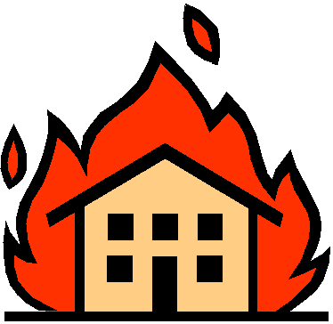 This is a graphic of a house on fire.